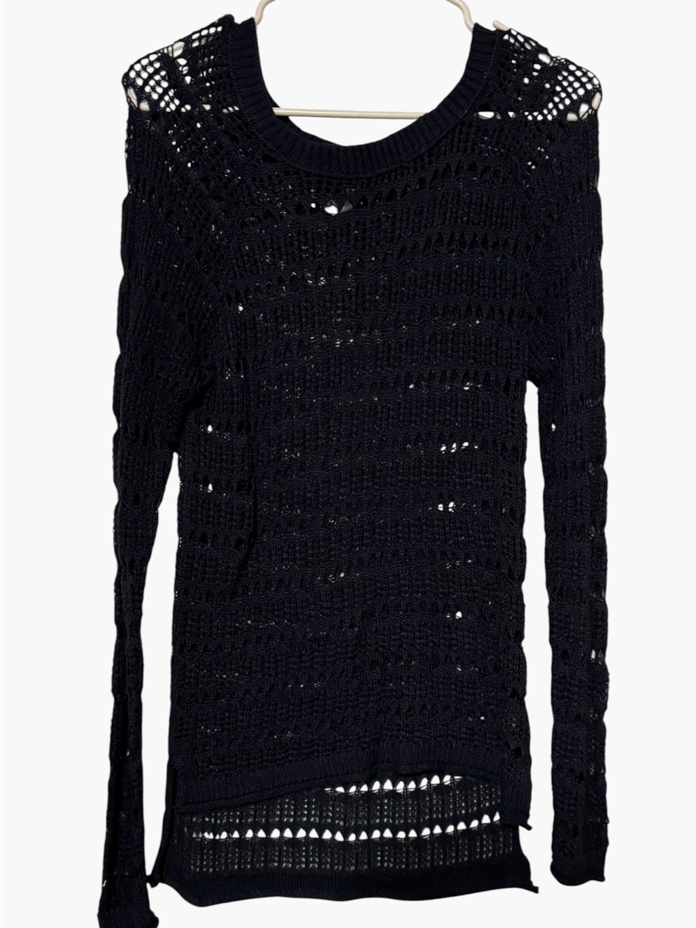 Aeropostale Black Open-Knit Scoop Neck Sweater